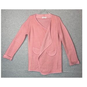 Chicwish Knit Cardigan Open Front Pockets Long Sleeve Pink Sweater‎ Size Large